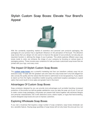 Stylish Custom Soap Boxes_ Elevate Your Brand's Appeal