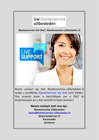 Klantenservice Via Chat  Klantenservice-uitbesteden.nl