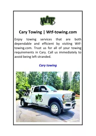 cary towing wtf towing com