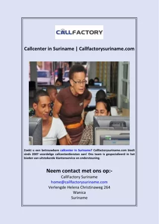 Callcenter in Suriname  Callfactorysuriname.com