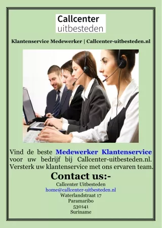 Klantenservice Medewerker  Callcenter-uitbesteden.nl
