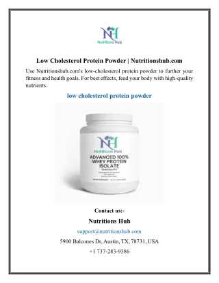 Low Cholesterol Protein Powder  Nutritionshub