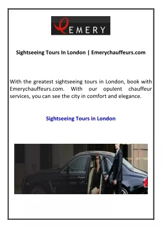 Sightseeing Tours In London Emerychauffeurs.com