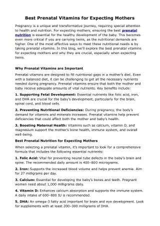 Best Prenatal Vitamins for Expecting Mothers