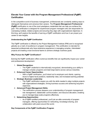 elevate your career with the program management