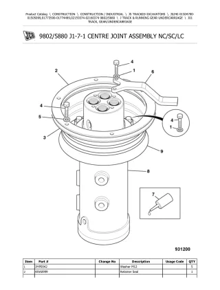 JCB JS240 TRACKED EXCAVATOR Parts Catalogue Manual (Serial Number 02159374-02160374)