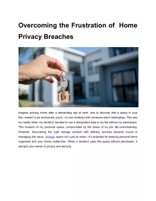 Overcoming the Frustration of  Home Privacy Breaches
