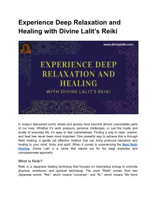experience deep relaxation and healing with