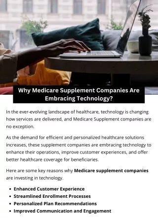 Why Medicare Supplement Companies Are Embracing Technology?