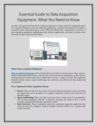 Essential Guide to Data Acquisition Equipment What You Need to Know
