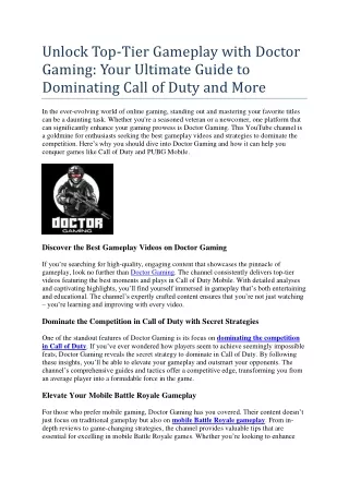 Best gameplay videos on Doctor Gaming