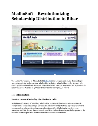 MedhaSoft – Revolutionizing Scholarship Distribution in Bihar