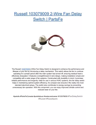 russell 103079009 2 wire fan delay switch partsfe
