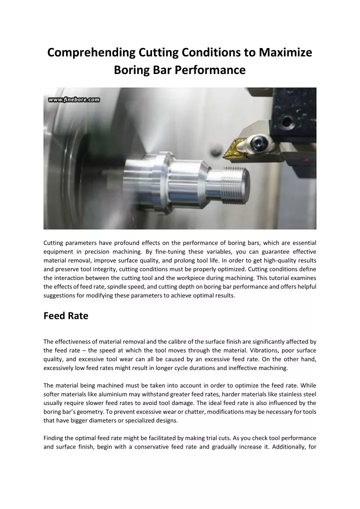 comprehending cutting conditions to maximize