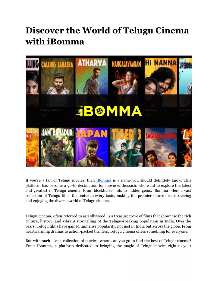 discover the world of telugu cinema with ibomma