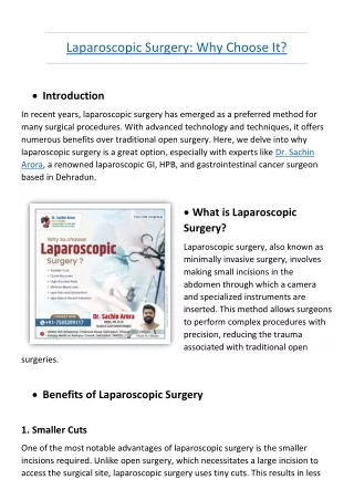 Laparoscopic Surgery: Why Choose It?