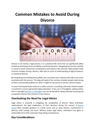 Common Mistakes to Avoid During Divorce