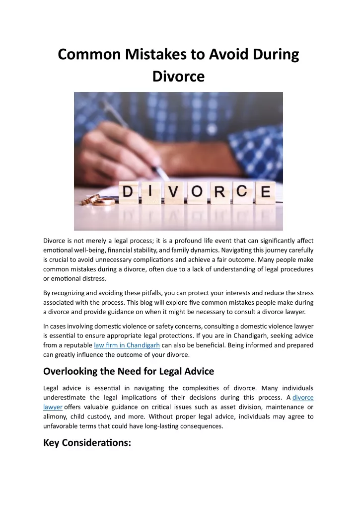 common mistakes to avoid during divorce