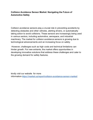 collision avoidance sensor market navigating