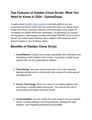 top features of owldao clone script what you need