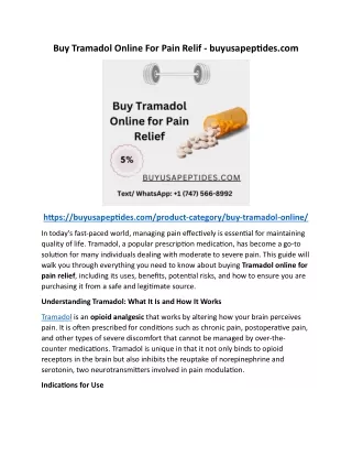 Buy Tramadol Online For Pain Relif - buyusapeptides