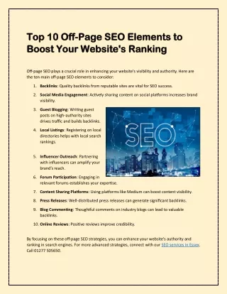 Top 10 Off-Page SEO Elements to Boost Your Website's Ranking