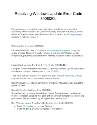resolving windows update error code 800f020b