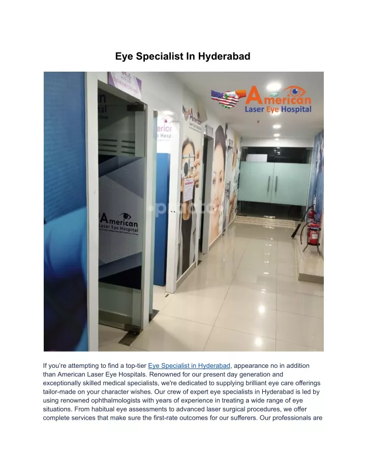 Eye Specialist In Ramanthapur Hyderabad PPT - Eye Specialist In Hyderabad | American Laser Eye Hospitals