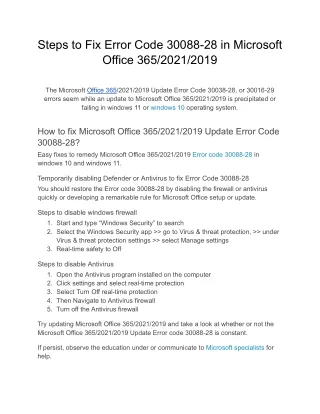 steps to fix error code 30088 28 in microsoft