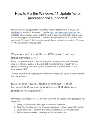 how to fix the windows 11 update error processor
