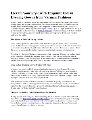 Style with Indian Evening Gowns from Varman Fashions