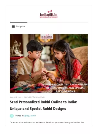 Send Personalized Rakhi Online to India Unique and Special Rakhi Designs