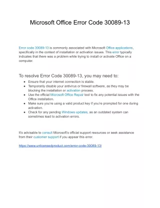 microsoft office error code 30089 13