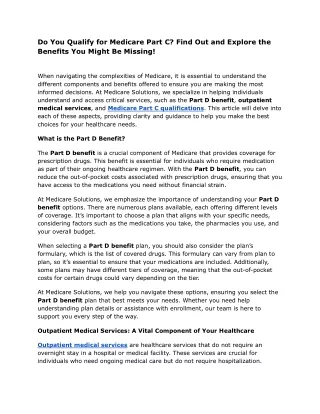 do you qualify for medicare part c find