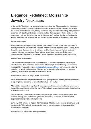 Elegance Redefined_ Moissanite Jewelry Necklaces