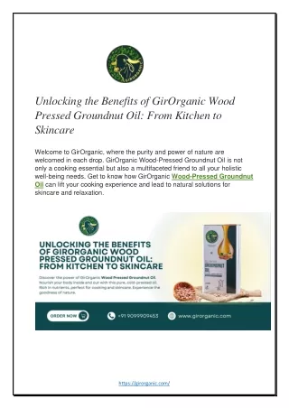 Unlocking the Benefits of GirOrganic Wood Pressed Groundnut Oil  From Kitchen to Skincare - GirOrganic