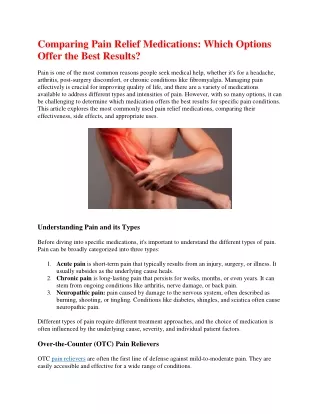 comparing pain relief medications which options