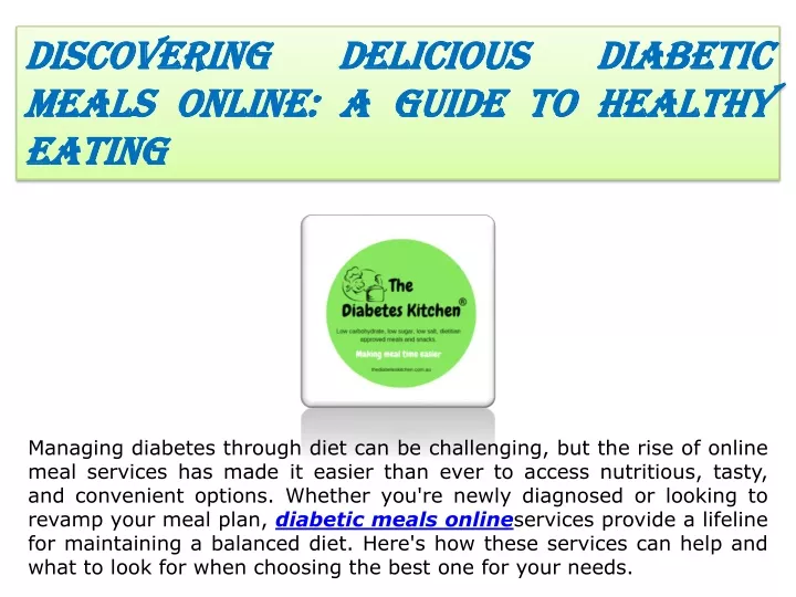 discovering delicious diabetic meals online