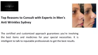 Top Reasons to Consult with Experts in Men's Anti Wrinkles Sydney