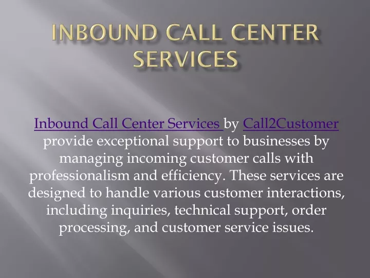 inbound call center services