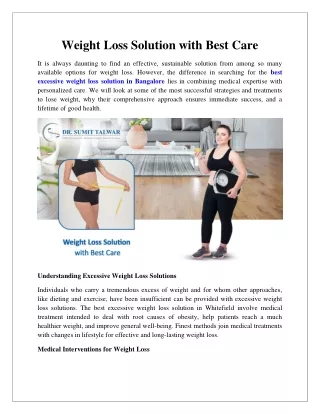 Weight Loss Solution with Best Care
