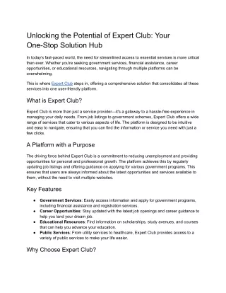 unlocking the potential of expert club your