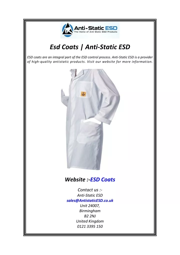 esd coats anti static esd