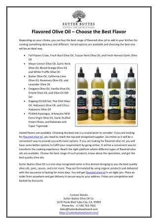 Flavored Olive Oil – Choose the Best Flavor