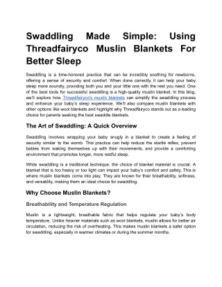 Swaddling Made Simple: Using Threadfairyco Muslin Blankets For Better Sleep
