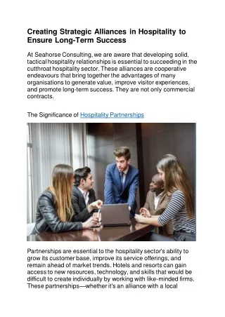 Creating Strategic Alliances in Hospitality to Ensure Long-Term Success