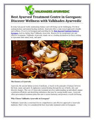 Best Ayurved Treatment Centre in Goregaon for Holistic Healing