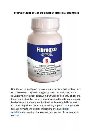 Ultimate Guide to Choose Effective Fibroid Supplements