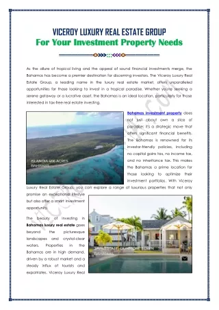 Tax-Free Investing In Luxury Real Estate In The Bahamas
