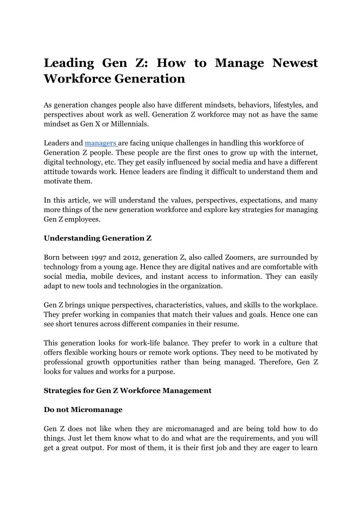 leading gen z how to manage newest workforce